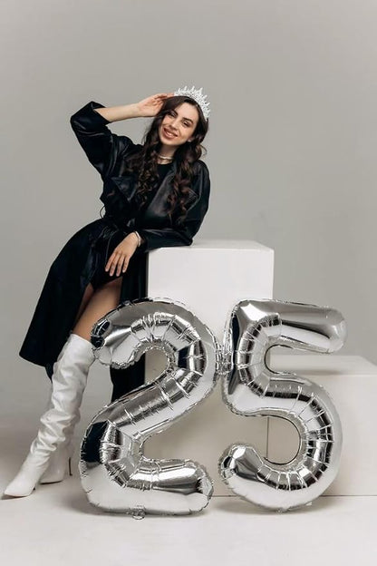 19 Balloon Number 40 Inch Silver Balloons - Image 4