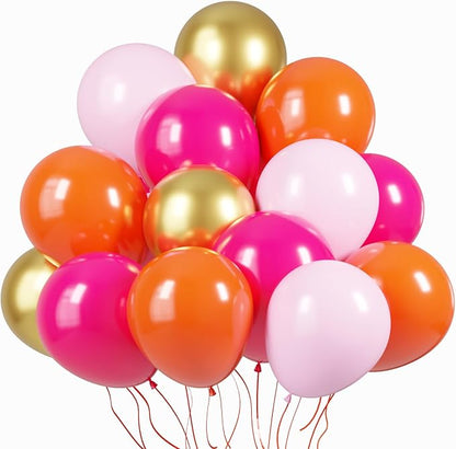 KBZVNAF Pink Orange Gold Latex Balloons 60 Pack 12 inch | Orange Pink Metallic by KBZVNAF