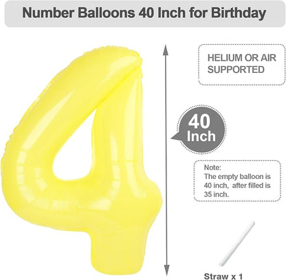 3 Balloon Number 40 Inch for Yellow Birthday Party Decorations | Mix & Match - Image 5