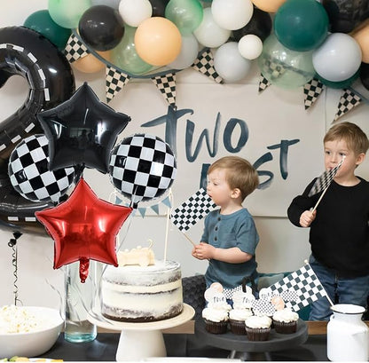 TONIFUL 40 Inch Race Car 2nd Birthday Racetrack Number 2 Black Wheel Tire Black - Image 4