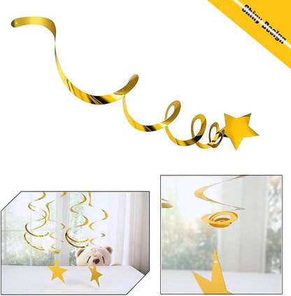 BEISHIDA Gold Star Hanging Swirl Decorations, Hanging Gold Party Supplies - Image 2