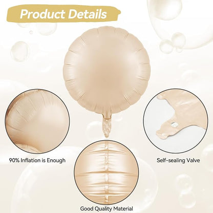 20PCS Nude Round Shaped Balloons, 18inch Retro Apricot Giant Round Aluminum - Image 3