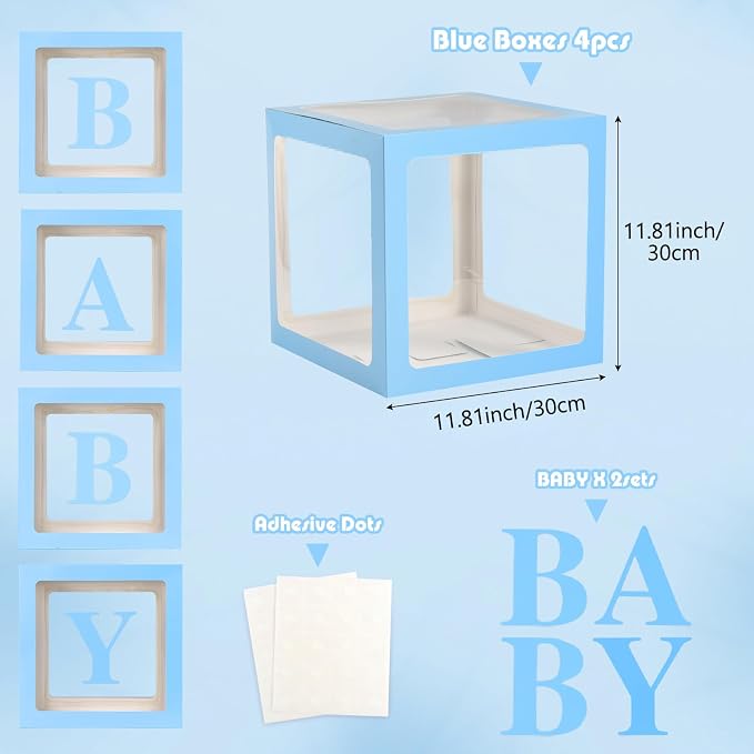 Voircoloria Baby Boxes with Letters, 4 Transparent Balloon Boxes | - Image 2
