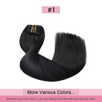 Pro2.0 Clip in Hair Extensions Real Human Hair 120g Thick 7pcs Color #1 Jet Black Remy Real Human Hair Extensions Clip ins 14inch Seamless Double Weft for Women（#1-14inch）