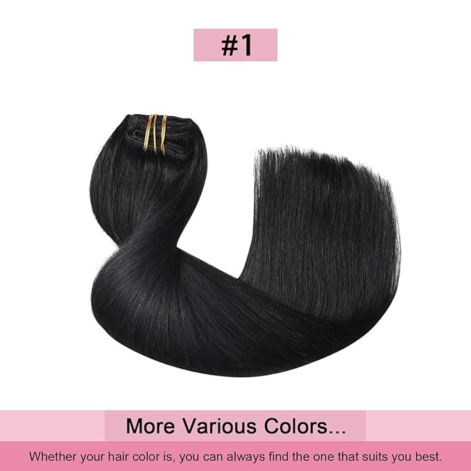 Pro2.0 Remy Clip in Extensions Real Human Hair Color #1 Jet Black Remy Clip in Hair Extensions Real Human Hair 18inch 120g Thick 7pcs Seamless Double Weft for Women（#1-18inch）