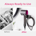 Hair Dryer Holder, Hair Dryer Holder Wall Mounted, Self Adhesive Blow Dryer Holder, Stainless Steel Hair Dryer Stand, Hairdryer Holder for Bathroom Black BANJEKT