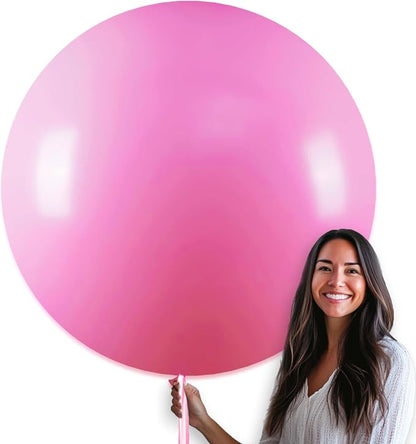 PartyWoo Pink Balloons 4pcs Matte Pink Large Jumbo Giant Latex Balloons | 36 by PartyWoo