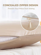 Mulberry Silk Pillowcase for Hair and Skin, SGMSILK 22 Momme Natural Silk Pillow Cases with Zipper, 6A Soft and Smooth Single Sided Pure Silk Pillow Cover (Champagne, King 20"x36")
