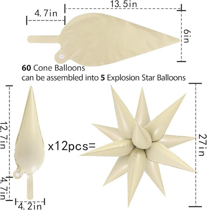 60 Pcs Star Balloons Explosion 12 Point Foil Cone Balloons Magic Balloon Large - Image 5