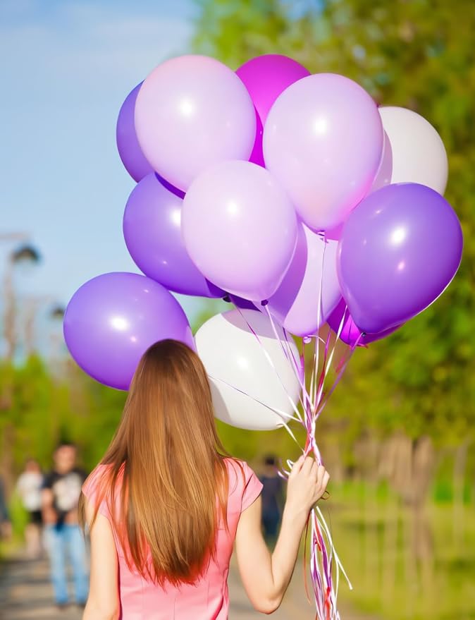 Purple and White Balloons, 12 Inch Graduation Balloons, Lavender Lilac Balloon - Image 7