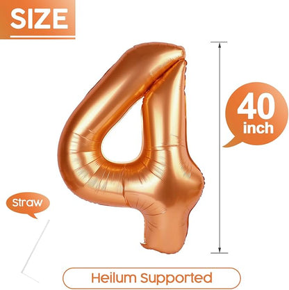 4 Balloon - Orange Birthday Number Balloons, 40 Inch Decorations Men Women | - Image 5