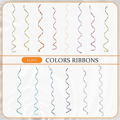 Shappy 15 Rolls Curling Ribbon 1/5" Wide x 11 Yards Total 165 Yards Balloon - Image 3