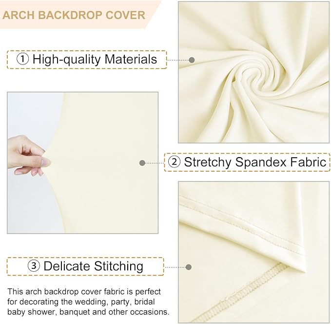 FANPROMS Wedding Arch Cover Set of 3 6FT 6.6FT 7.2FT Ivory Spandex Arch Stand - Image 4