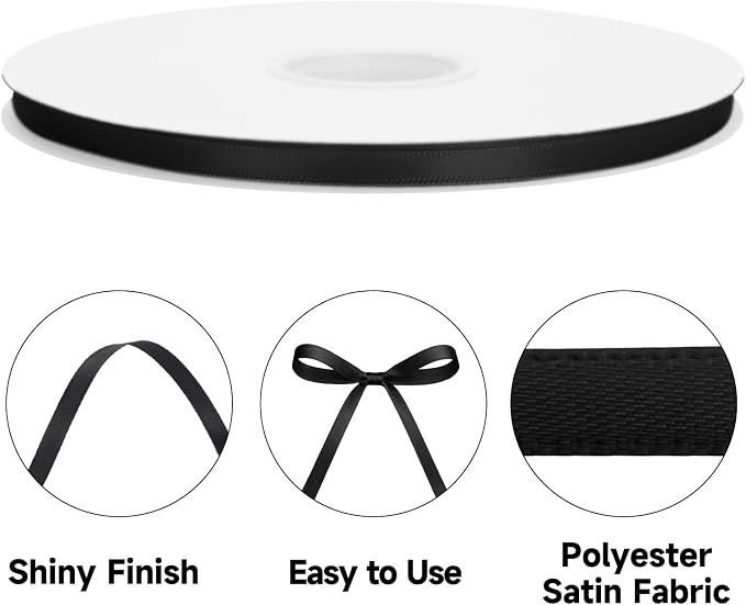 KINGLAKE Black Satin Ribbon - Image 3