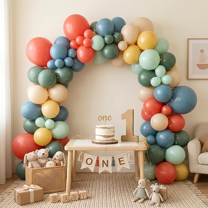 FunHot Colorful Balloons, 12 Inch Retro Orange Green Yellow Apricot Latex - Image 5