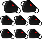 8 Pack Fashion Cute Heart Masks with Adjustable Nose Bridge - Mothers Day Gifts, Gifts for Women Travel Unisex Cotton Cloth Adult Face Mask - Washable Reusable for Women Men Youth