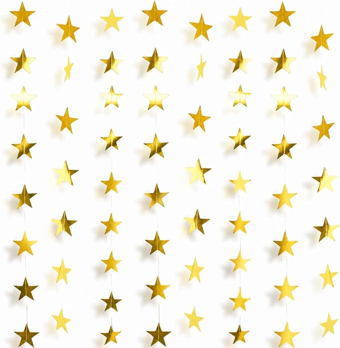 105Feet Gold Star Garland Banner by Rypyp