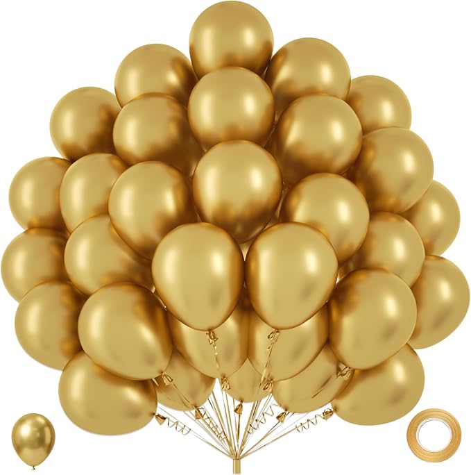40pcs Metallic Gold Balloons 12 Inch, Shiny Chrome Gold Balloons | Balloons by ZizasAry
