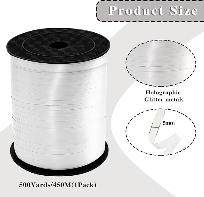 Premium White Curling Ribbon, 500 Yard - Image 2