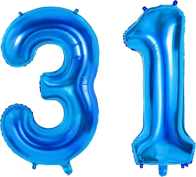 Number 31 Balloons for 31st Birthday Party Decorations, 0-100 Large No.31 by Joycard