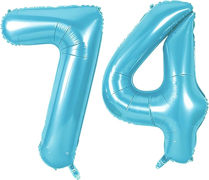 Number 74 Balloons for 74th Birthday Party Decorations, 0-100 Large No.74 by Joycard