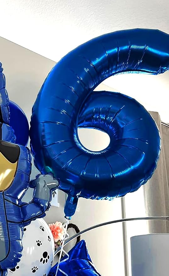 40 Inch Number 6 Balloon, Inflation Straw & Self-Sealing, Leak-Proof Aluminum - Image 2