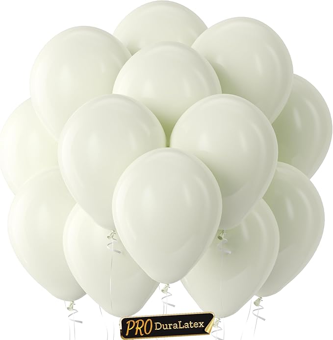 Pro Duralatex Ivory White Extra-Thick Balloons 100 Pack 12 inch | Cream Beige by Bezente