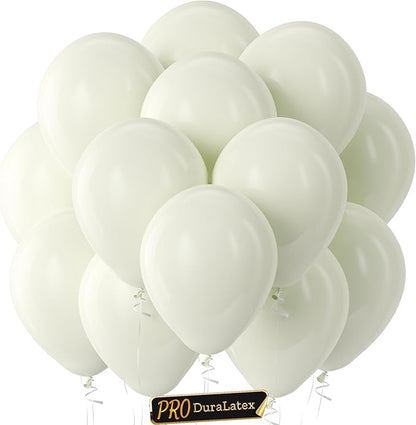 Pro Duralatex Ivory White Extra-Thick Balloons 100 Pack 12 inch | Cream Beige by Bezente
