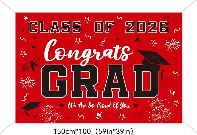 Graduation Decorations 2026 Red Set, Congrats Grad Decor Set - Image 5