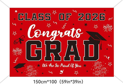 Graduation Decorations 2026 Red Set, Congrats Grad Decor Set - Image 5