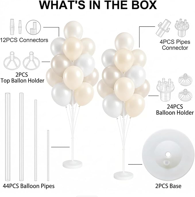 2 Sets 10" White Balloon Column Stand Kit - Image 2