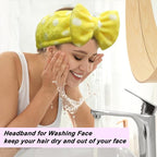 Shintop Sweet Super Soft Caroset Polka Dots Wash Cosmetic Headband Hairlace (yellow polka dots)