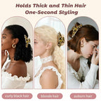 French Hair Claw Clips for Women Grils,4 Inch Strong Hold No Slip Grip Accessories Acetate Material,Not Easily Damaged,Thick or Thin Hair (Gold)