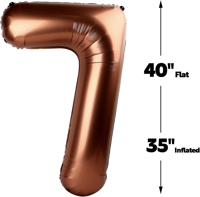 Digital Number 7 Dark Brown Birthday Balloon 40 Inch, Foil Balloons - Image 3