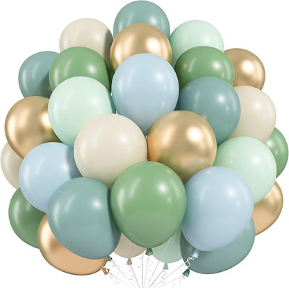 Dusty Blue Green Balloons by Paeyeq