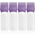 BLAAROOM Root Comb Applicator Bottle 6 Ounce, 4 Pack Hair Oil Applicator with Root Comb Brush - Dark Purple