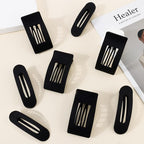 Velscrun Flat Hair Clips for Women Girls, 2 Styles 8 Pcs Lay Flat Claw Clips, Strong Hold French Duck Billed Large Side Hair Jaw Clip for All Hair Types, Fashion Trendy Hair Accessories Black
