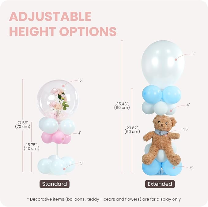 YALLOVE 4-Pack Clear Acrylic Balloon Centerpiece Stands | Up to 23.6-Inch - Image 2