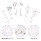 CUBACO 42PCS Wedding Hair Accessories Pins for Women,silver Pearl Flower Rhinestone Hair Clip Bridal Pins Decorative for Brides Bridesmaids, Gift for Girls