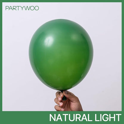 PartyWoo Dark Green Balloons 100pcs Emerald Hunter Forest Green Color | 12 Inch - Image 3