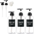 Shower Bottles with 2 Extra Pumps, Segbeauty 3 Packs of 16.9oz Shampoo and Conditioner Bottles with Funnel, 500ml Clear Refillable Bathroom Body Wash Dispenser, Reusable PET Squeeze Bottles with Pump