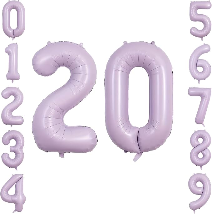 40 Inch Lavender Foil Number 20 Balloon by TNCDJKPA