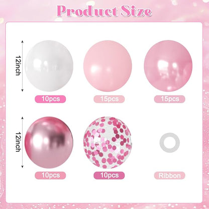Pink Balloons for Wedding Bridal Shower Baby Shower Decorations | 60Pcs 12Inch - Image 2
