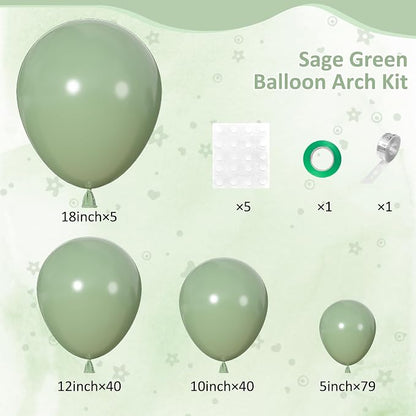 164Pcs Sage Green Balloons Garland Arch Kit Different Sizes | 18 12 10 5 inch - Image 2