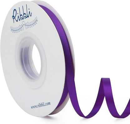Ribbli Purple Double Faced Satin Ribbon, 1/4” x Continuous 25 Yards, Use by Ribbli