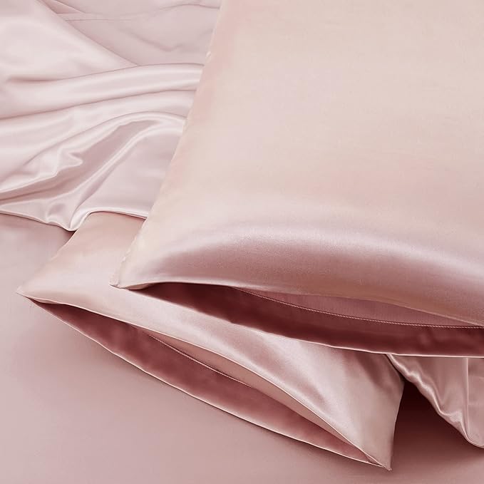 Aormenzy Champagne Satin Pillowcase for Hair and Skin, Satin Pillow Cases for Women Standard Size Set of 2 with Envelope Closure Silky Pillow Covers Wrinkle, Fade Resistant (20x26 Inches)