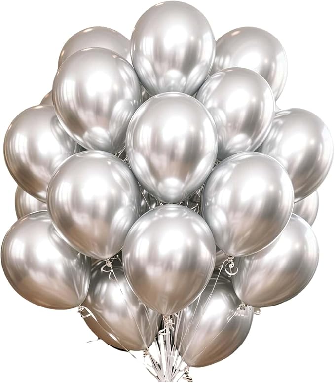 300 Pcs Metallic Silver Balloons 12 Inch Silver Chrome Balloon by ZWZLIULIAN