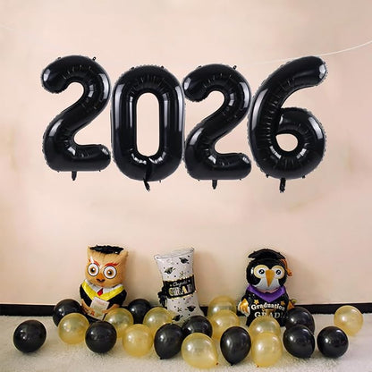 TONIFUL 2026 Graduation Balloons 42Inch Black 2026 Number Balloons Aluminum - Image 4