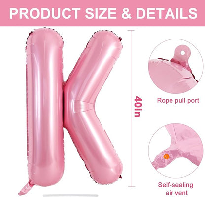 TONIFUL 40 Inch Large Pink Letter K Balloons Giant Foil Mylar Alphabet Balloon - Image 2