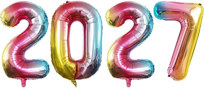 Rainbow 2027 Foil Number Balloons by GOER